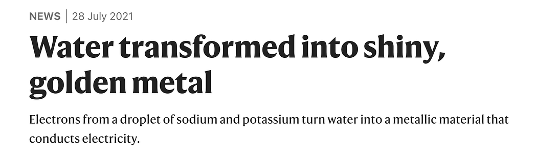 Figure 8: “Nature News” article highlighting the alchemical process.